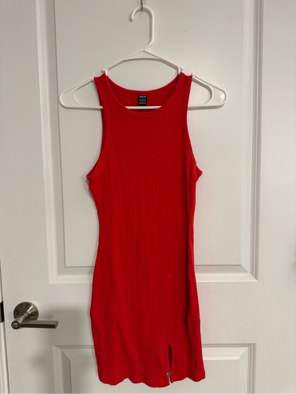 Sleeveless Ribbed Red Tank Dress